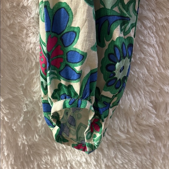 Zara Blue Green Buttoned Crop Blouse - Picture 4 of 8